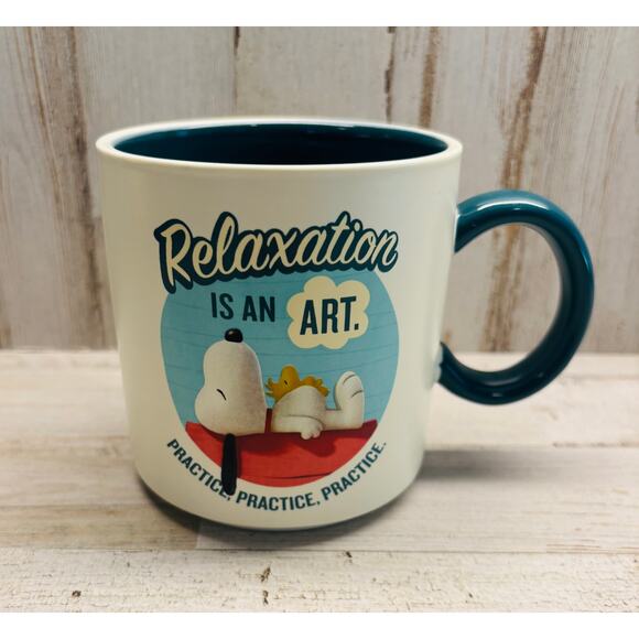 Relaxation is an Art Peanuts Snoopy Mug Coffee Cup NWOT - Picture 1 of 4